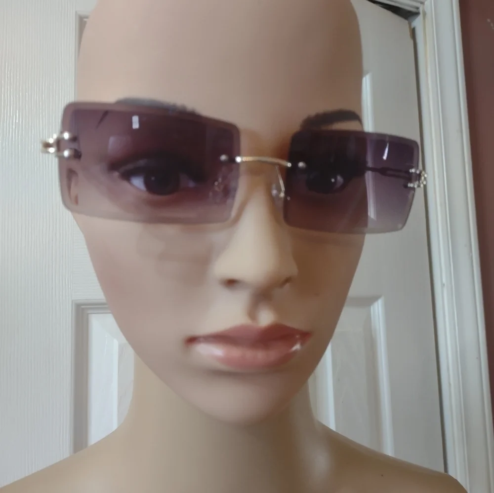 New purple women rimless square fashion sunglasses